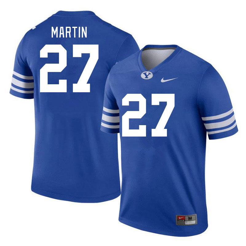 Men #27 LJ Martin BYU Cougars College Football Jerseys Stitched Sale-Royal